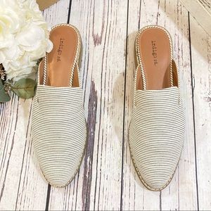 Indigo Hayze stripe canvas mules sandals NEW